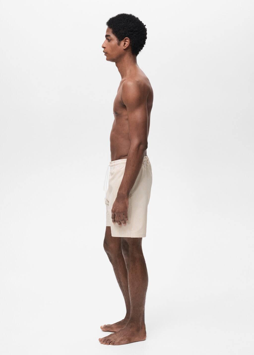 Brown Lt Pastel Seersucker Swimming Trunks, , large image number 6