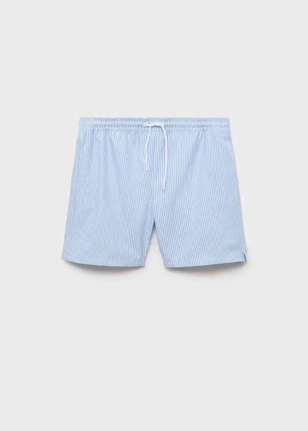 Blue Lt Pastel Seersucker Swimming Trunks, , medium