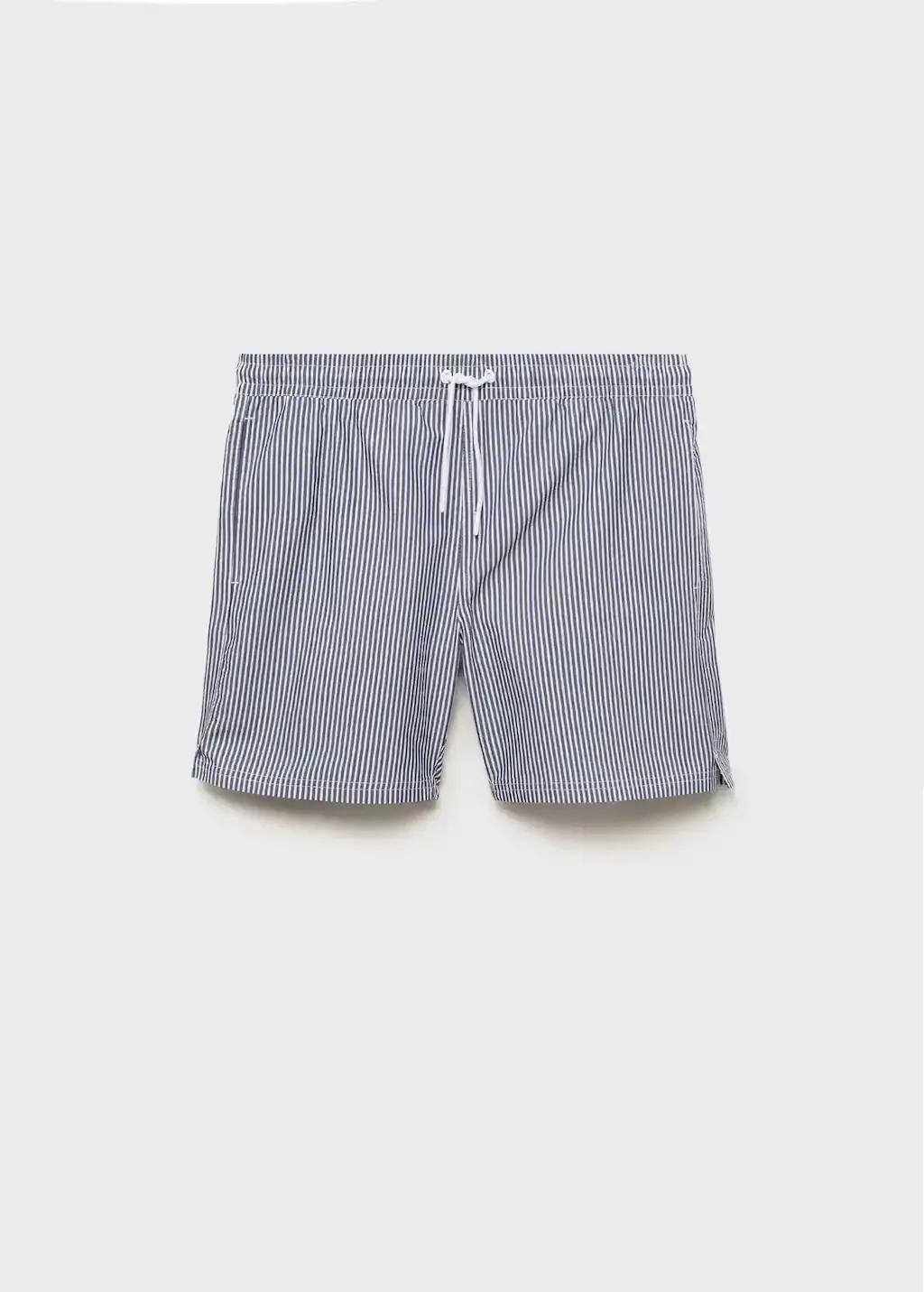Navy Seersucker Swimming Trunks, , medium