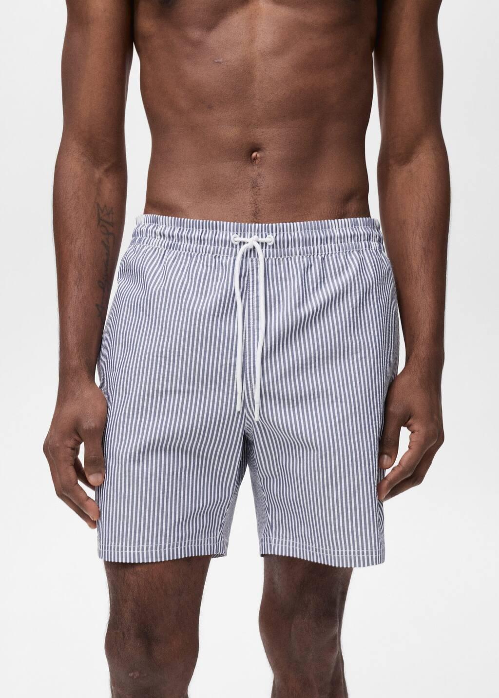 Navy Seersucker Swimming Trunks, , large image number 6