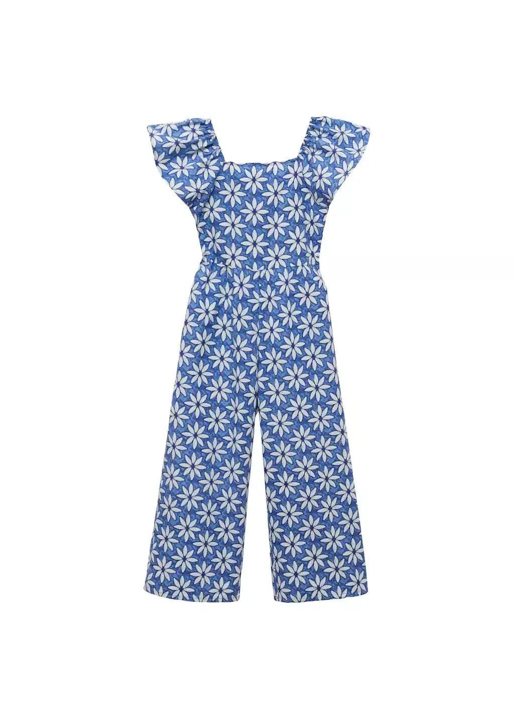 Blue Floral Jumpsuit Midi, Kids Girls, , medium