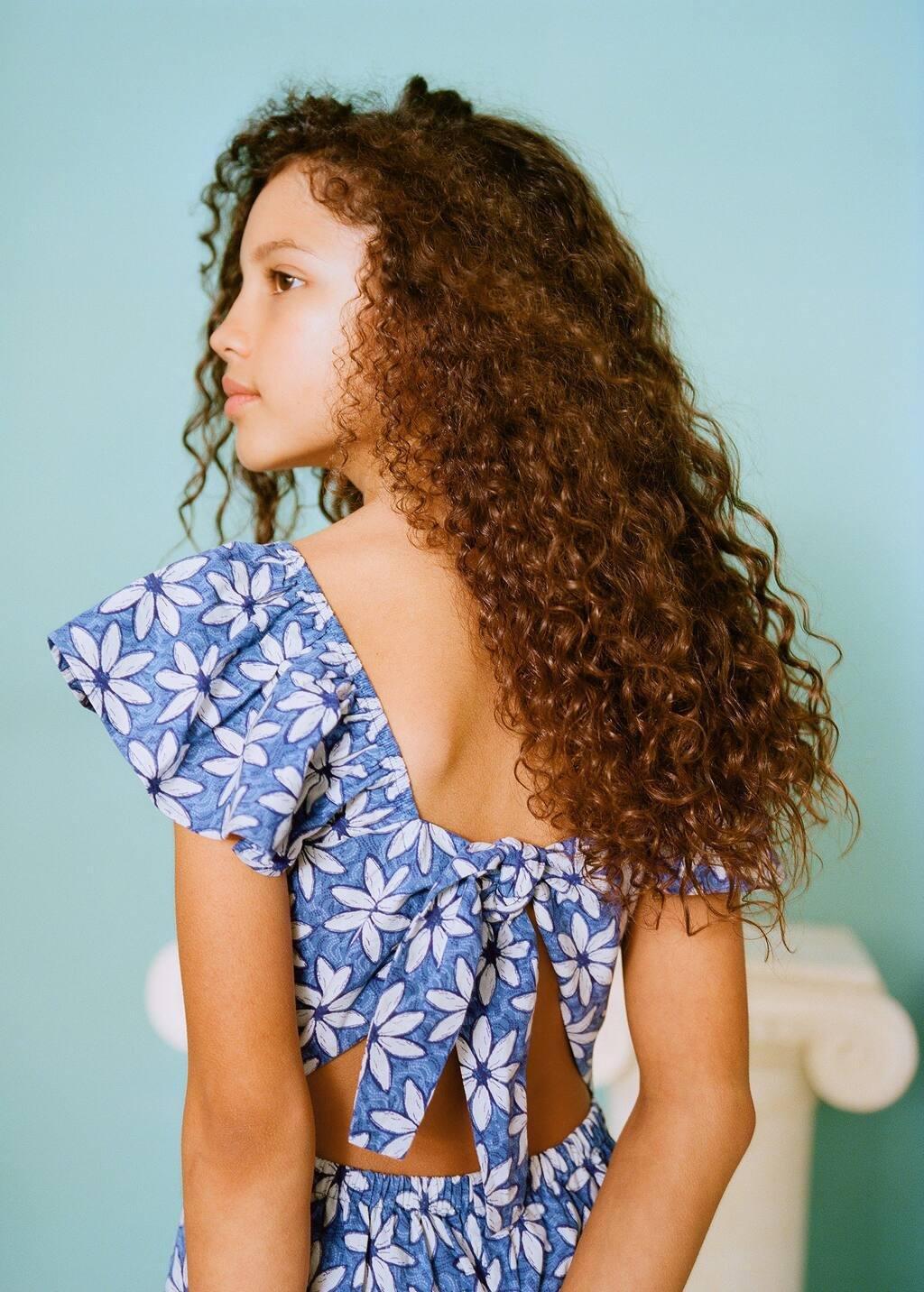 Blue Floral Jumpsuit Midi, Kids Girls, , large image number 2