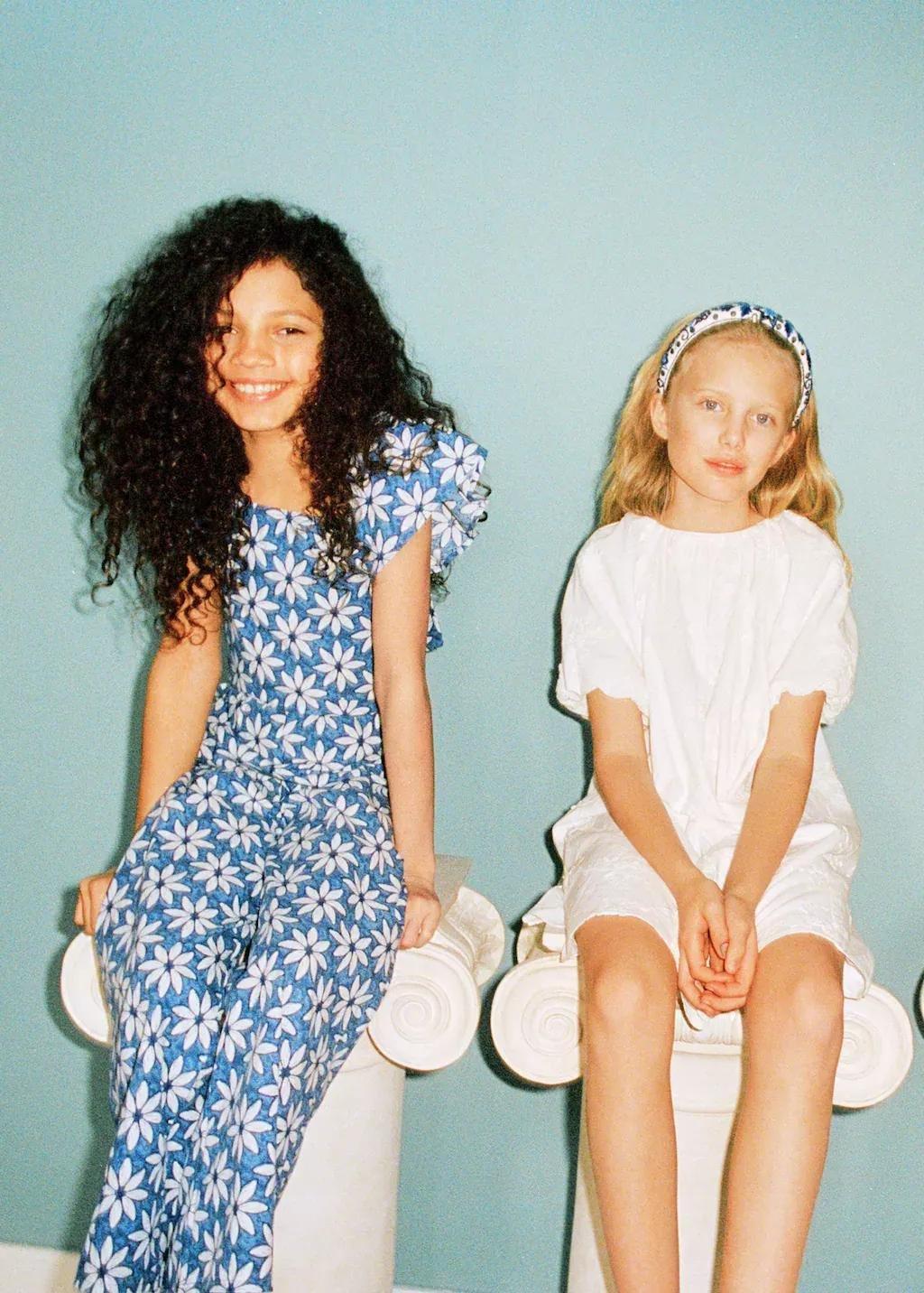 Blue Floral Jumpsuit Midi, Kids Girls, , large image number 4