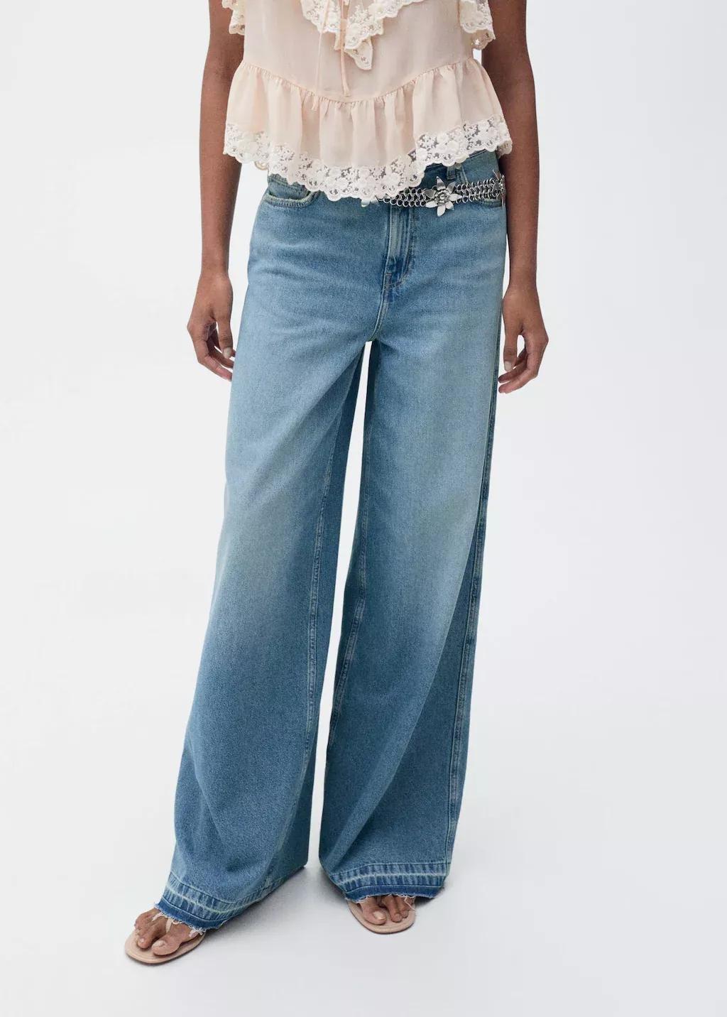 Blue ed Denim Wide-Leg Jeans, , medium