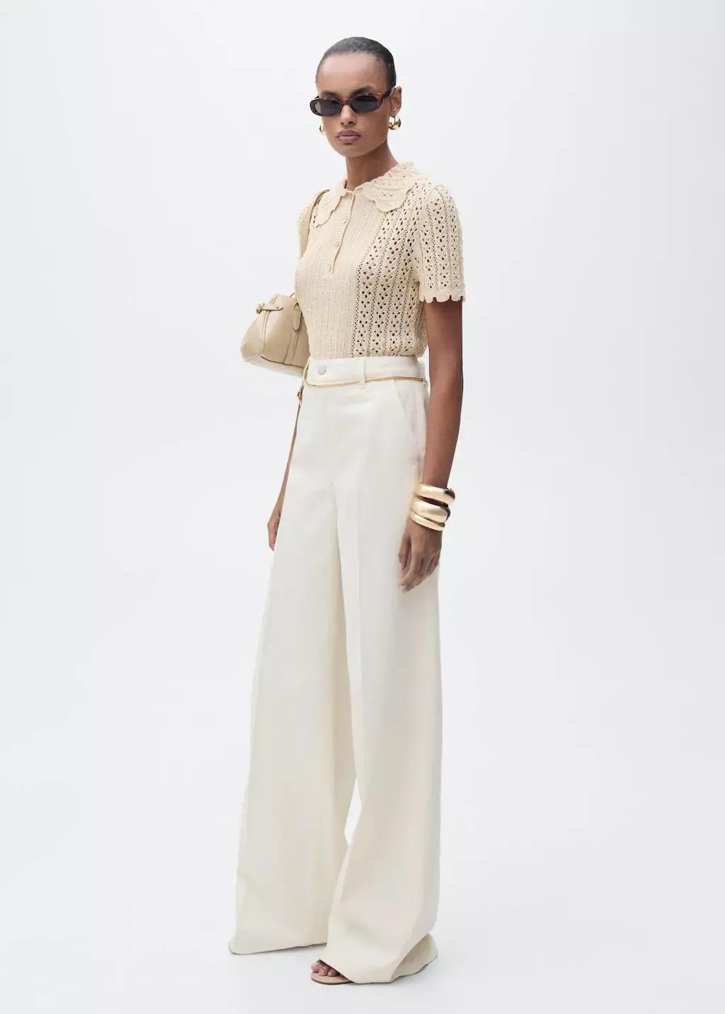 Light Beige Wide-Leg Long Jeans, , large image number 2