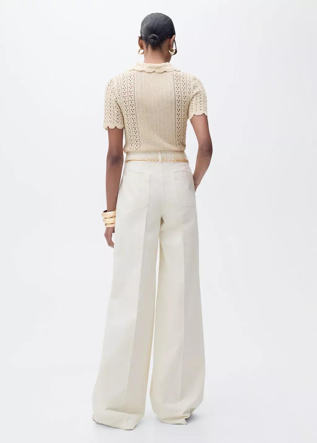 Light Beige Wide-Leg Long Jeans, , large image number 6
