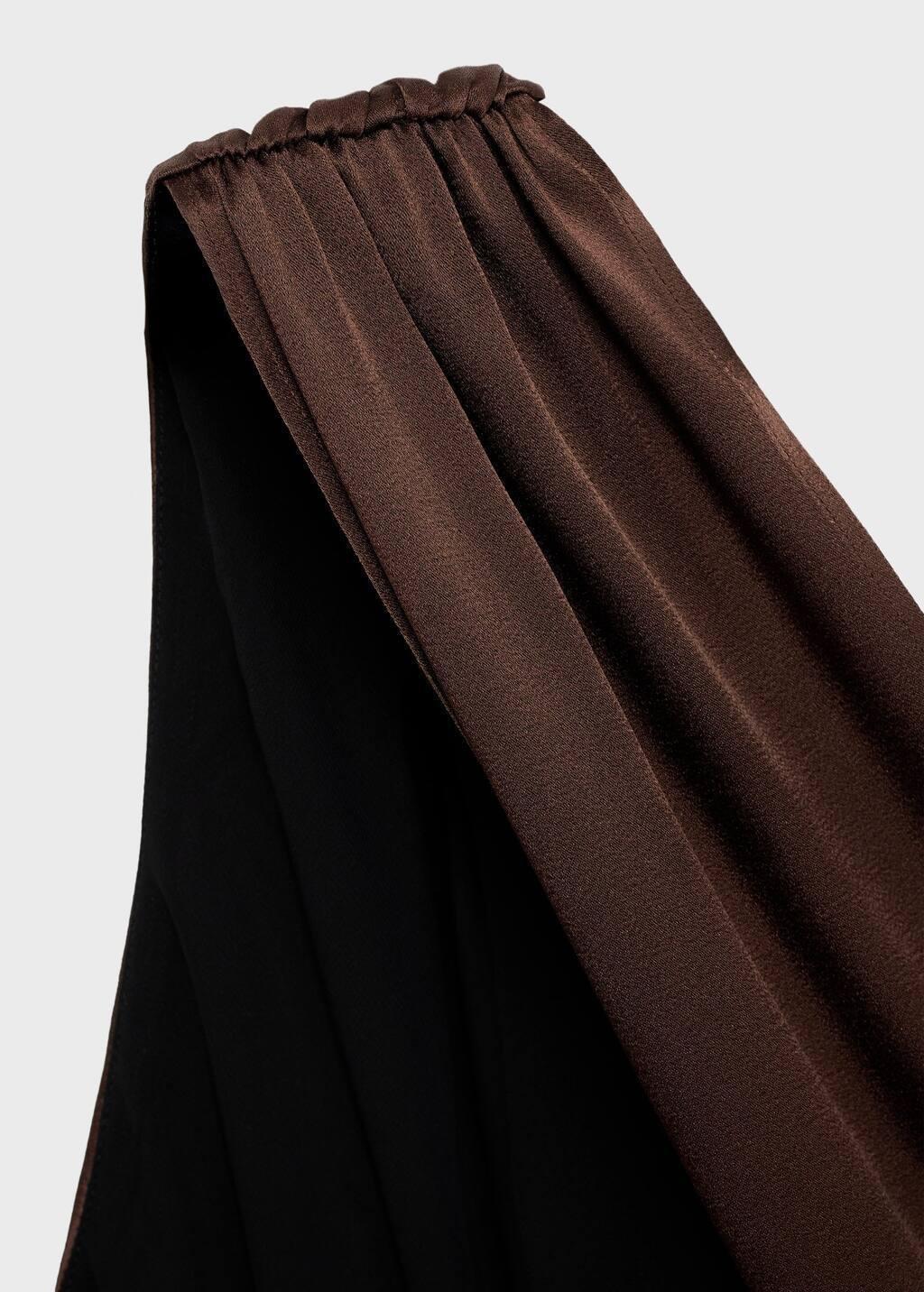Brown Asymmetrical Bow-Neck Dress, , large image number 4