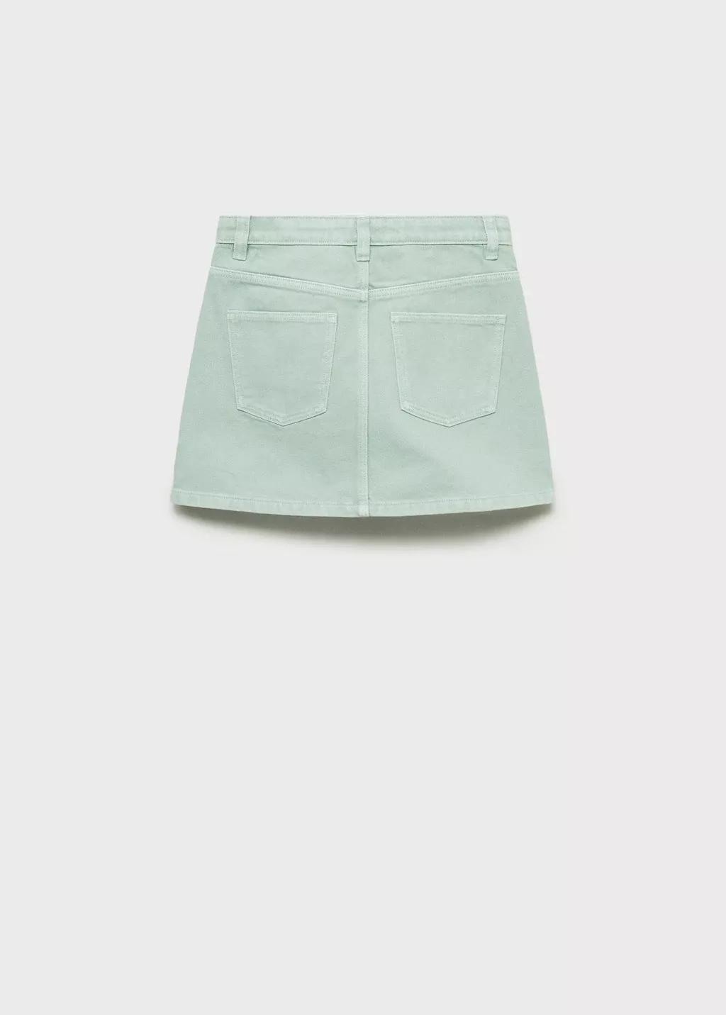 Green Denim Short Skirt, Kids Girl, , large image number 2