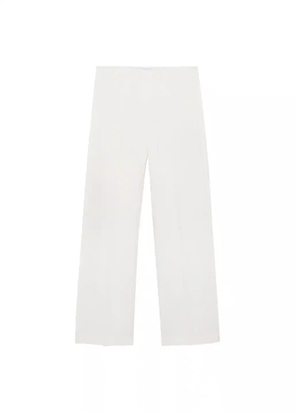 White Straight Low-Rise Suit Trousers, , large image number 4