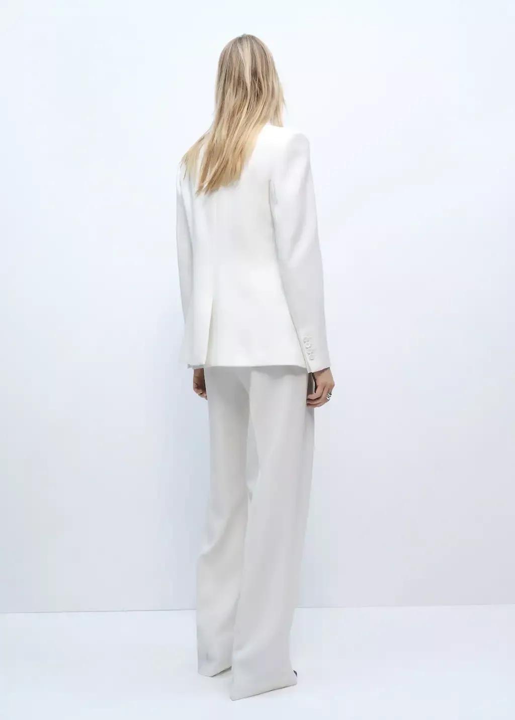 White Straight Low-Rise Suit Trousers, , large image number 5