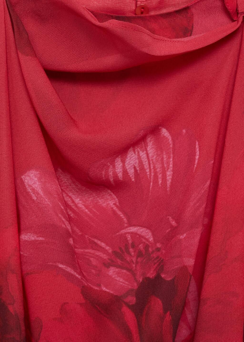 Red Floral Blouse With Scarf, , large image number 4