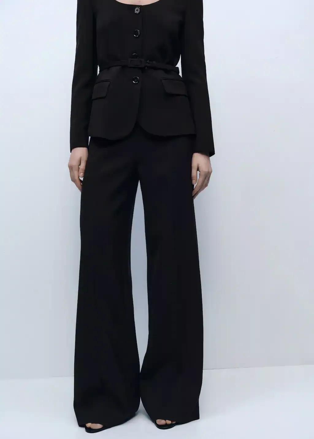 Brown Straight Suit Trousers, , large image number 0