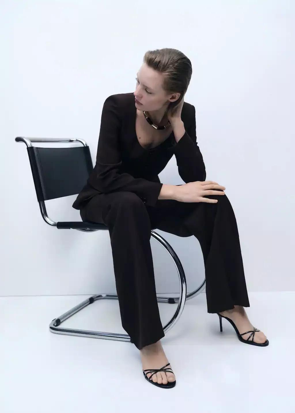 Brown Straight Suit Trousers, , large image number 2