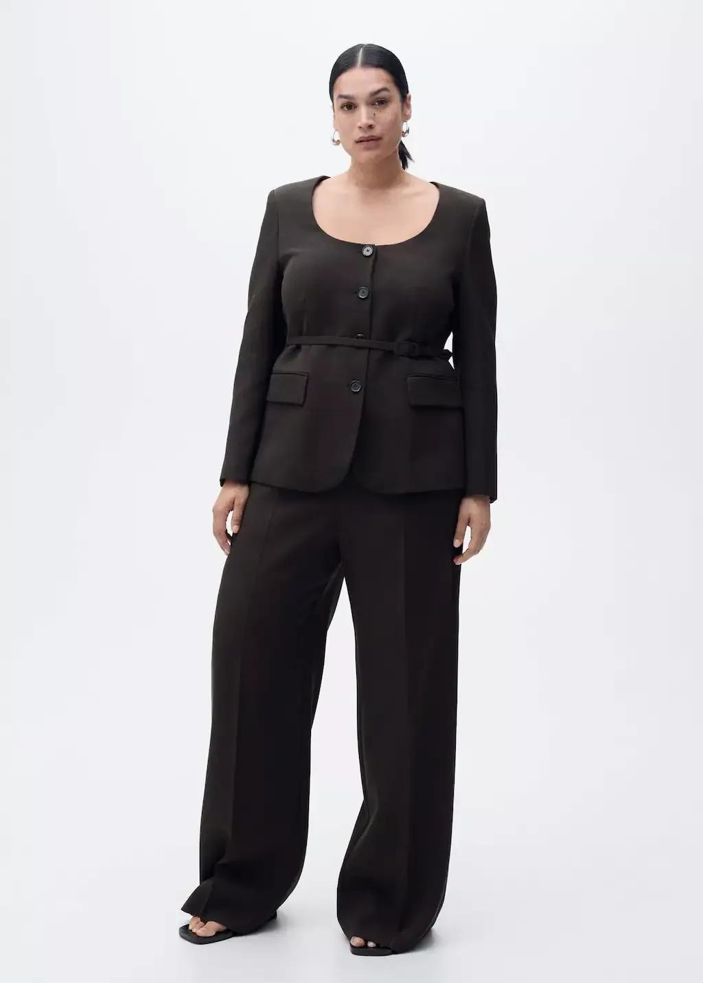 Brown Straight Suit Trousers, , large image number 4