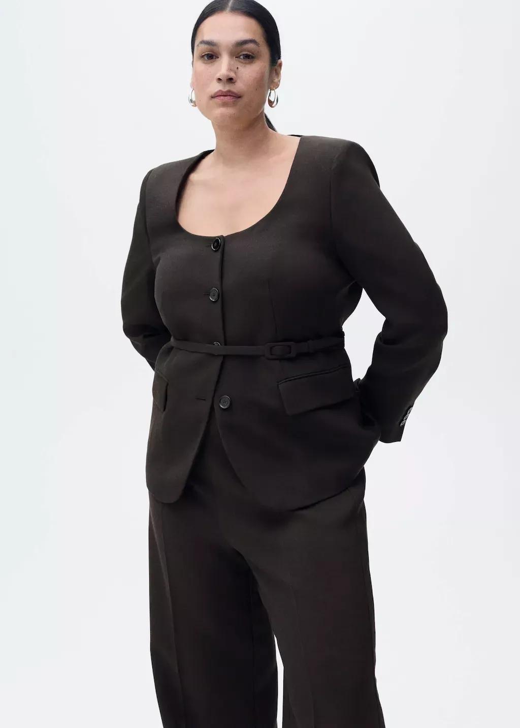 Brown Straight Suit Trousers, , large image number 6