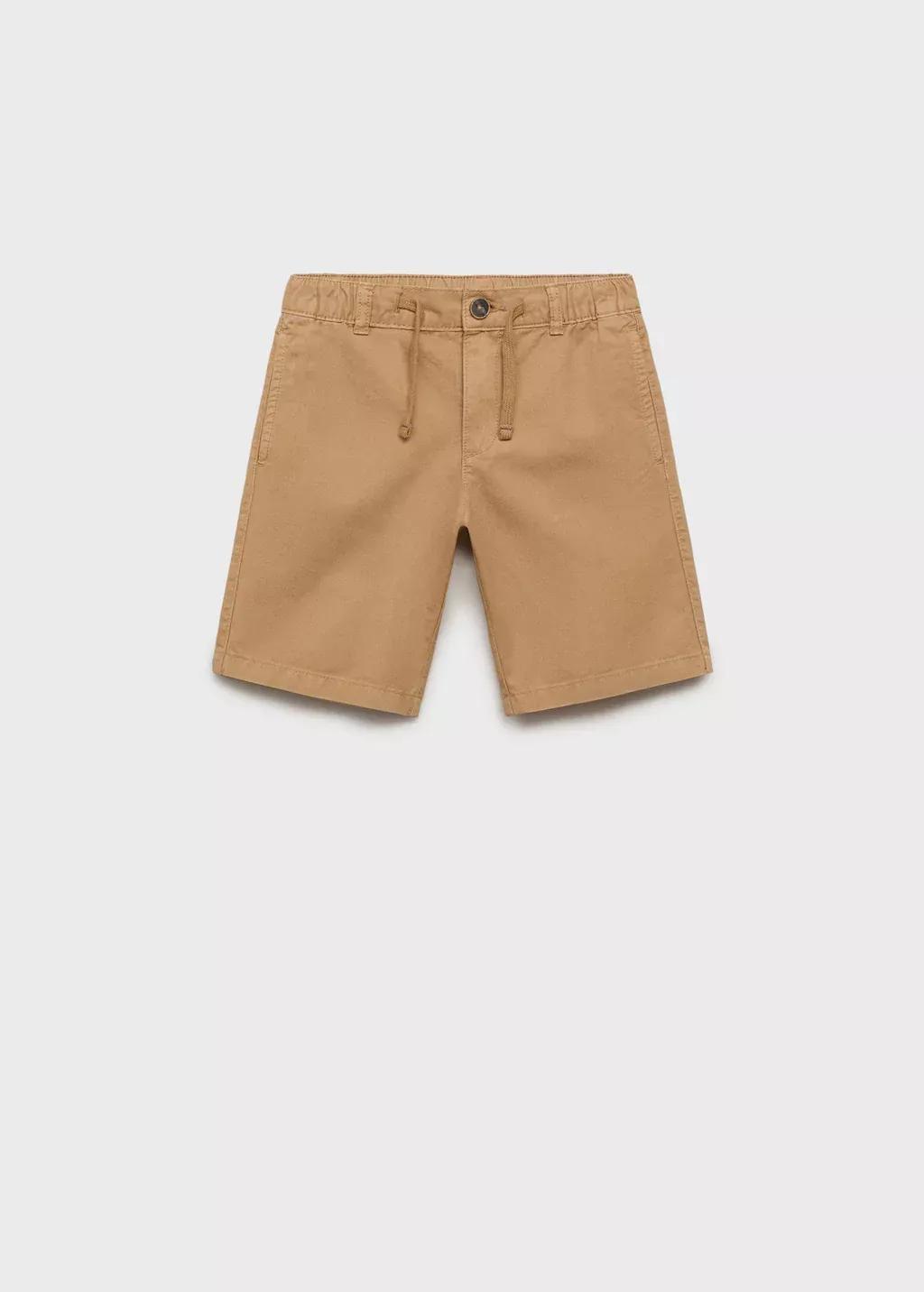 Yellow Elastic Waist Bermuda Shorts, Kids Boy, , medium