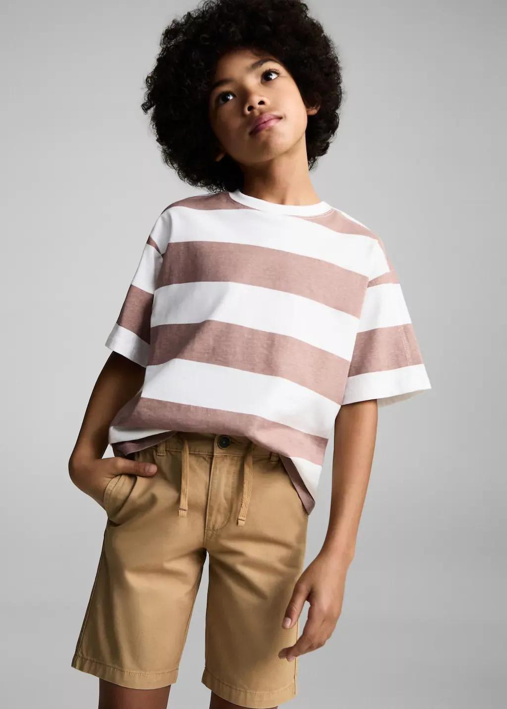 Yellow Elastic Waist Bermuda Shorts, Kids Boy, , large image number 3
