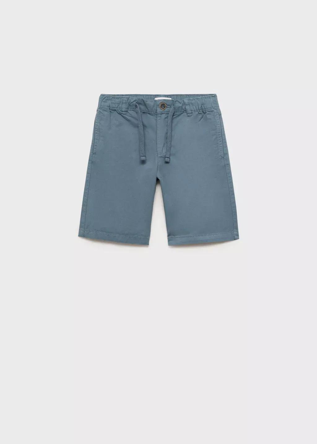 Blue Elastic Waist Bermuda Shorts, Kids Boy, , medium