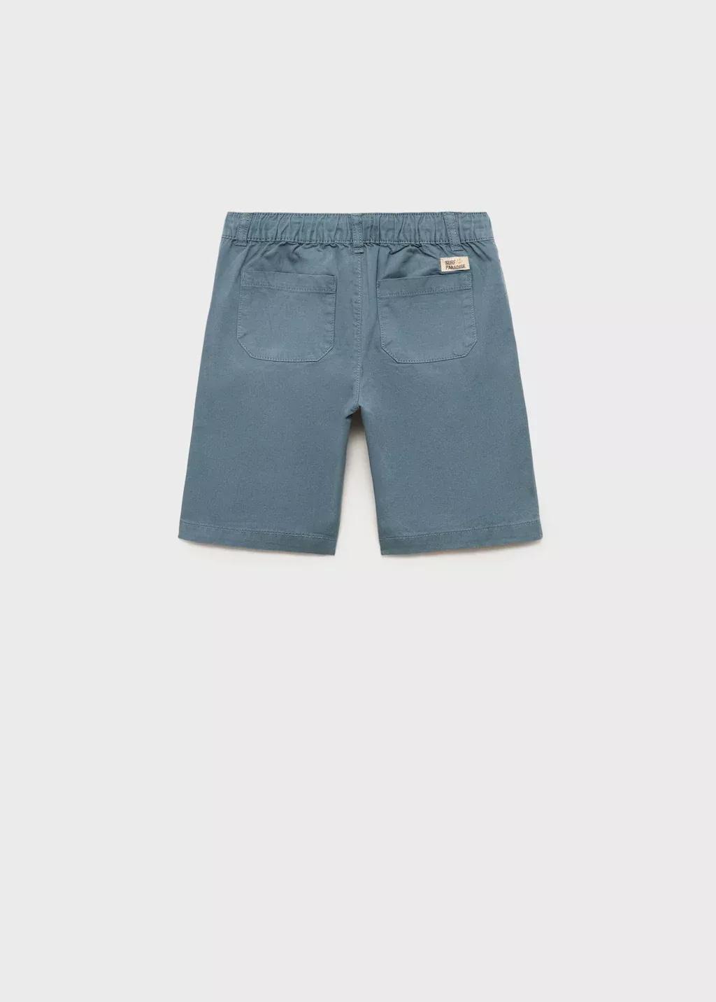 Blue Elastic Waist Bermuda Shorts, Kids Boy, , large image number 2