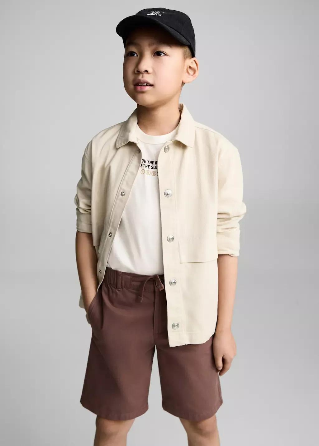 Red Elastic Waist Bermuda Shorts, Kids Boy, , large image number 1