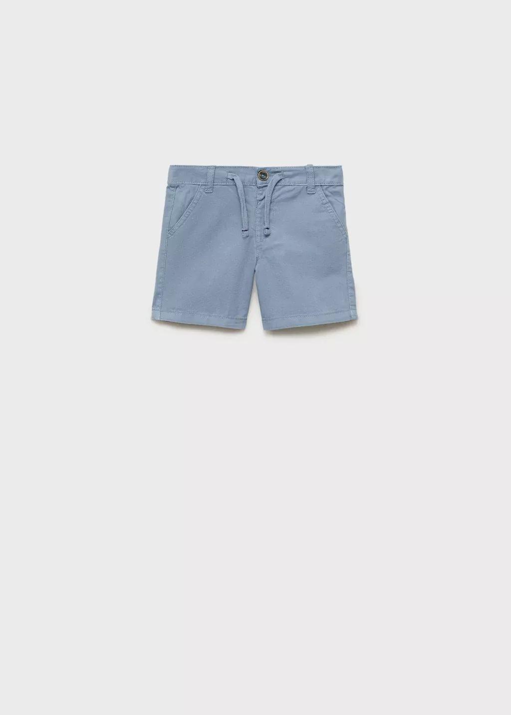 Blue Cotton Shorts With Drawstring, Baby Boy, , large image number 0
