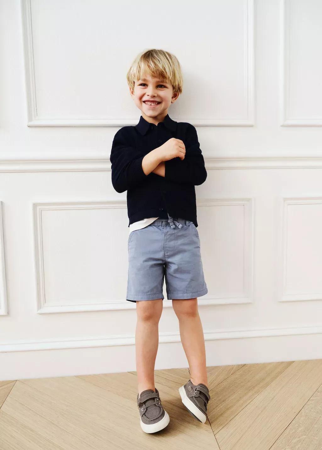 Blue Cotton Shorts With Drawstring, Baby Boy, , large image number 3