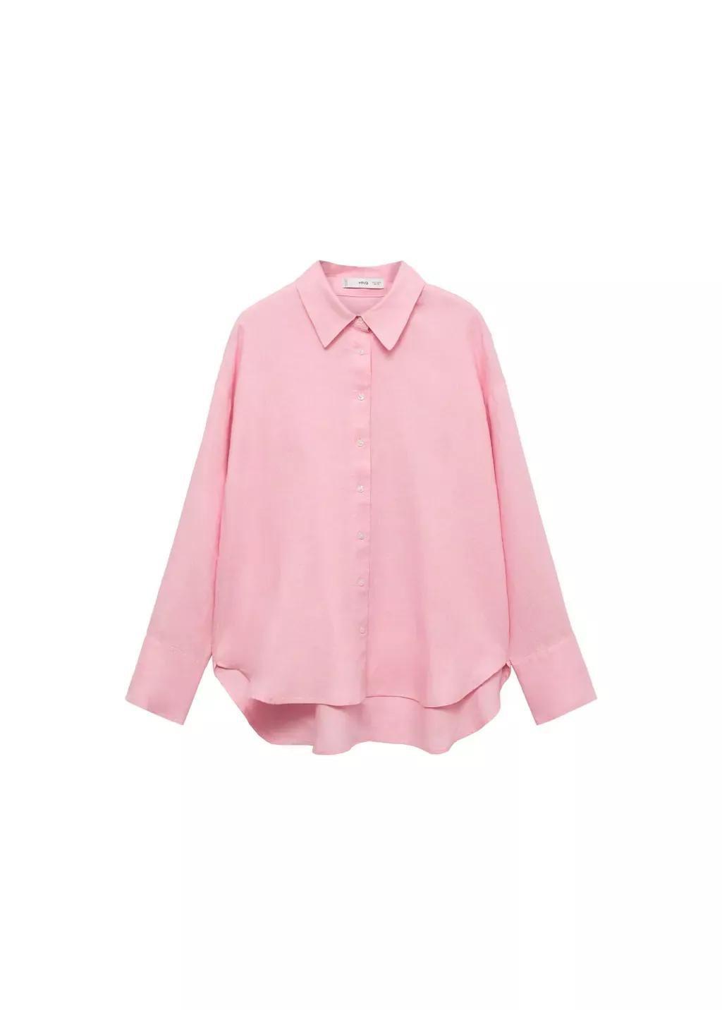 LT-PASTEL PINK Linen oversized shirt, , large image number 4