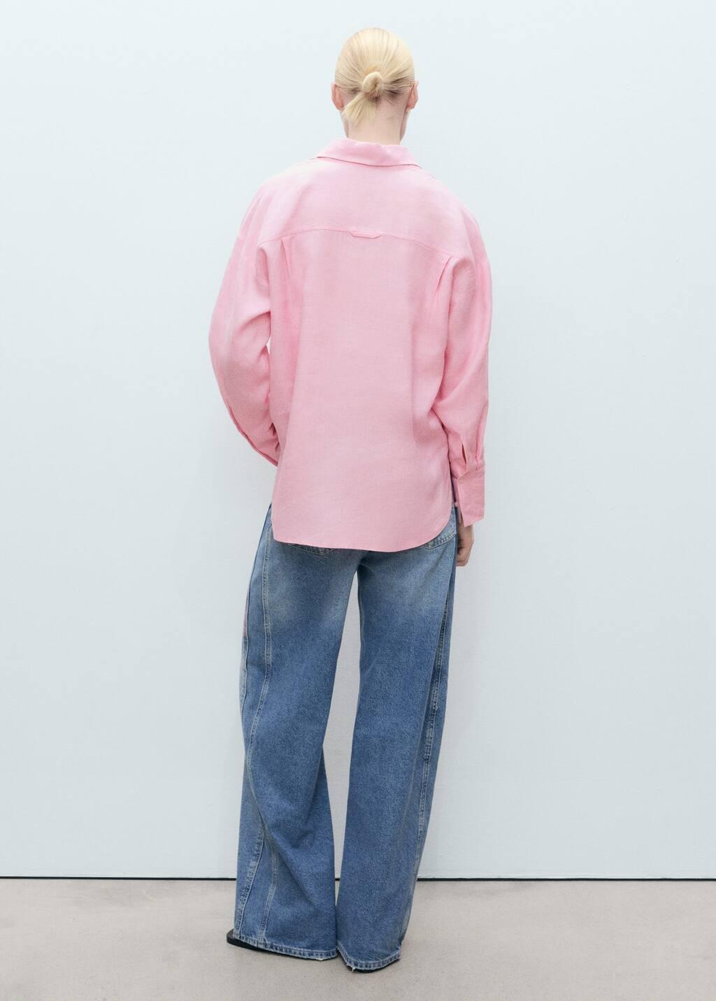 LT-PASTEL PINK Linen oversized shirt, , large image number 5