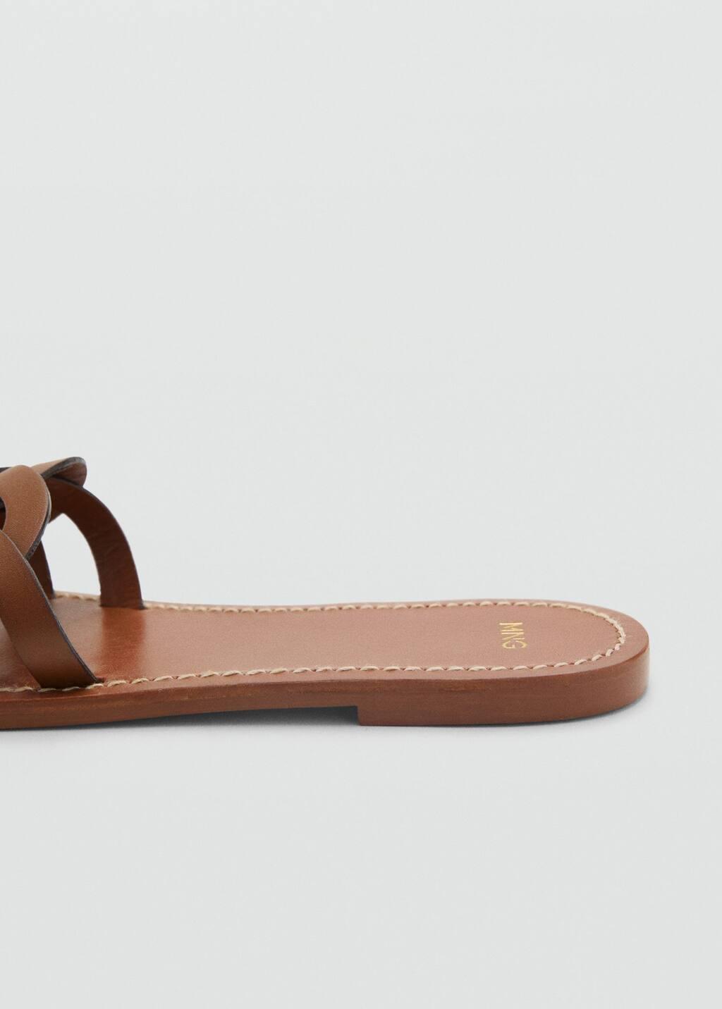 Brown Leather Sandals With Intertwined Strap, , large image number 1