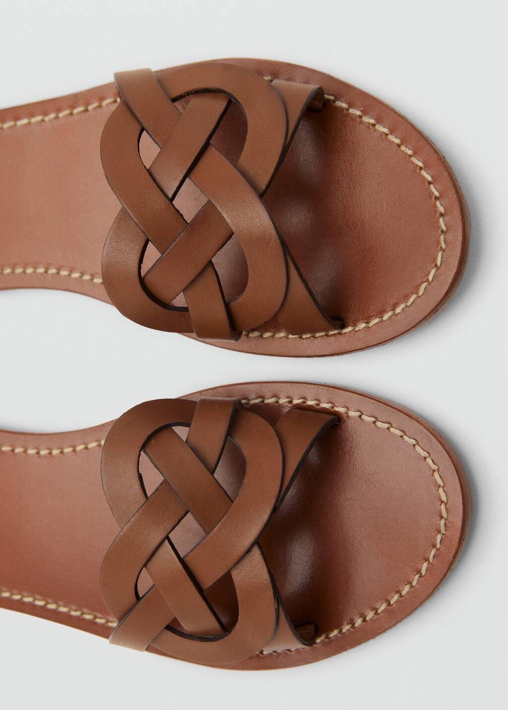 Brown Leather Sandals With Intertwined Strap, , large image number 2