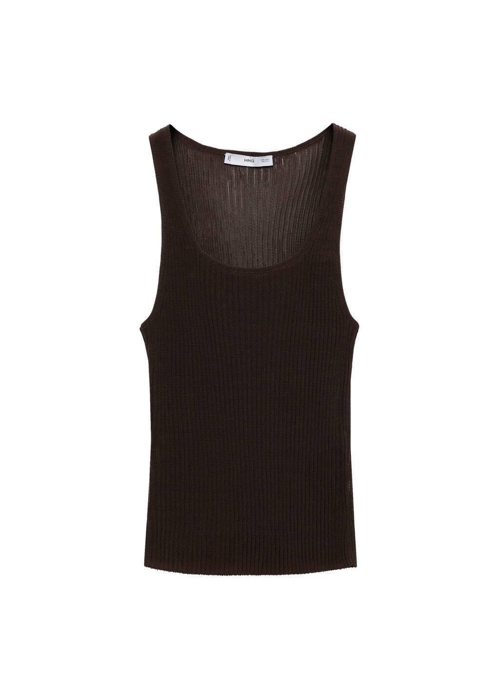 Brown Chunky Rib-Knit Top, , large image number 3