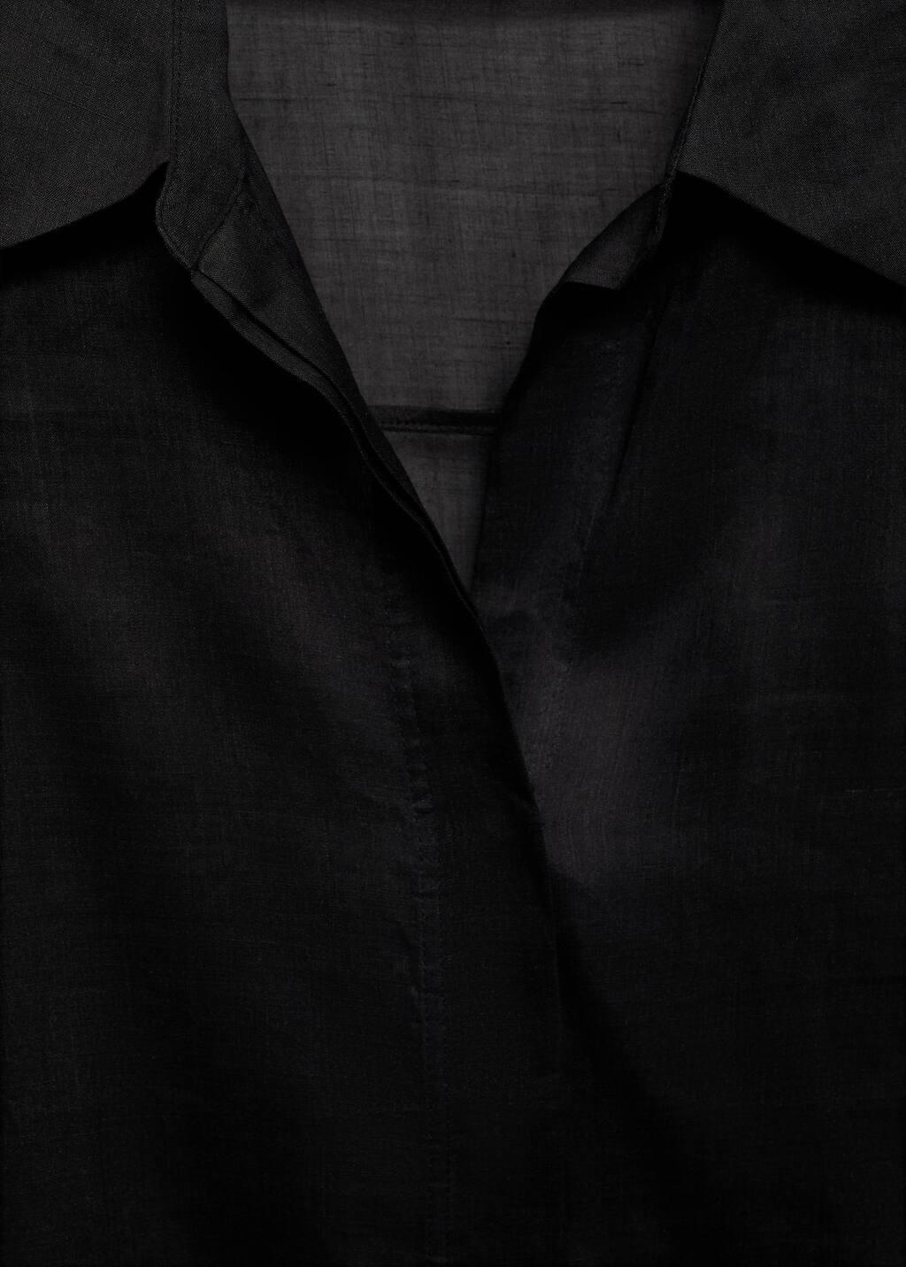 Black Ramie Shirt With Hidden Buttons, , large image number 5