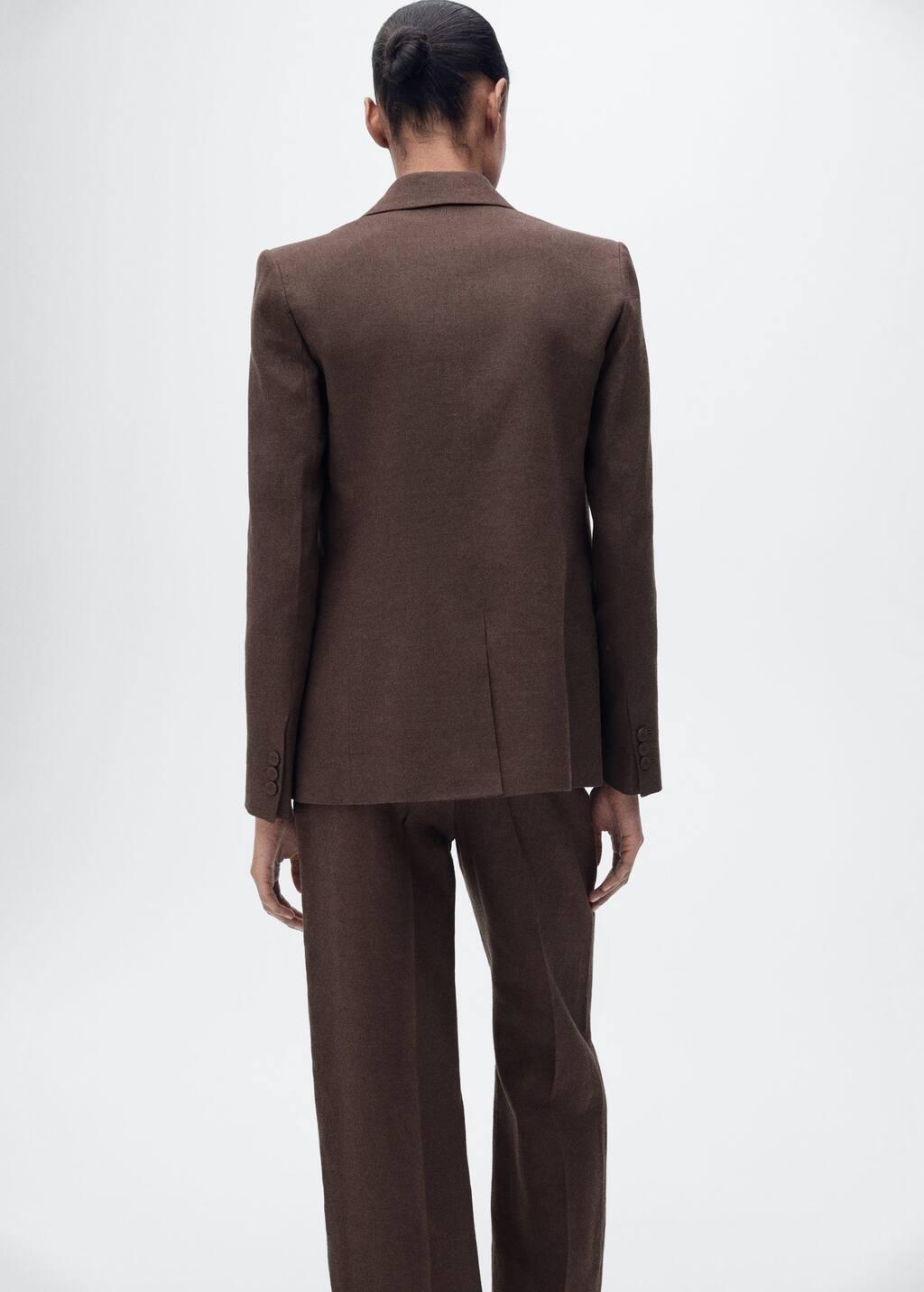 Brown Linen Suit Jacket, Brown, large image number 5