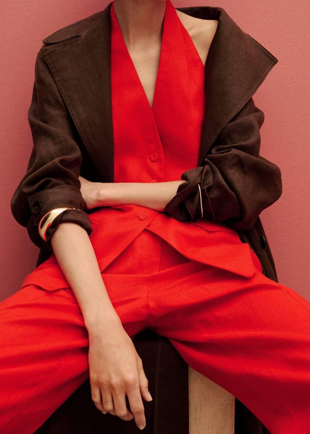 RED Linen halter-neck suit waistcoat, , large image number 1