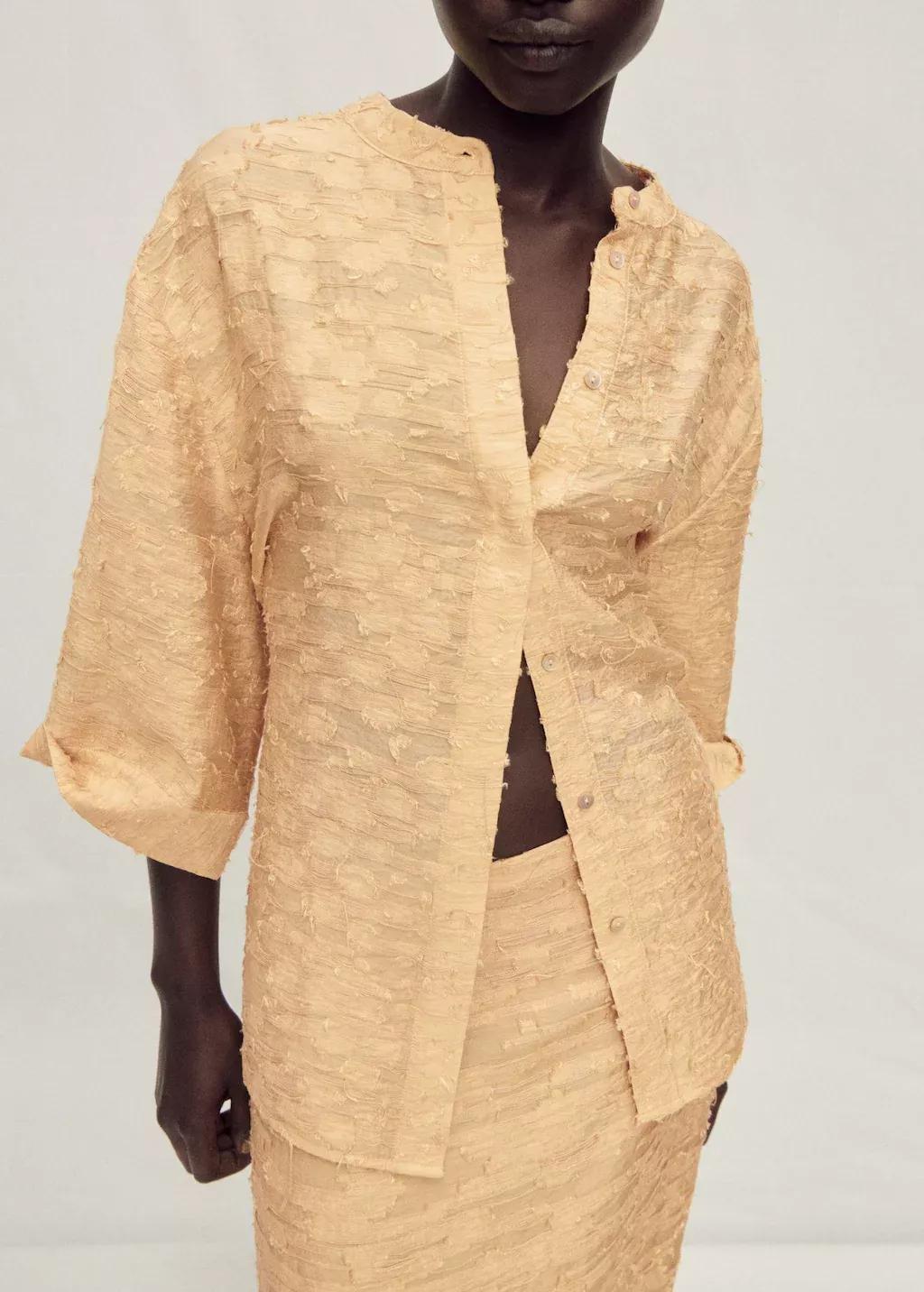 Yellow Textured Oversize Shirt, , large image number 0