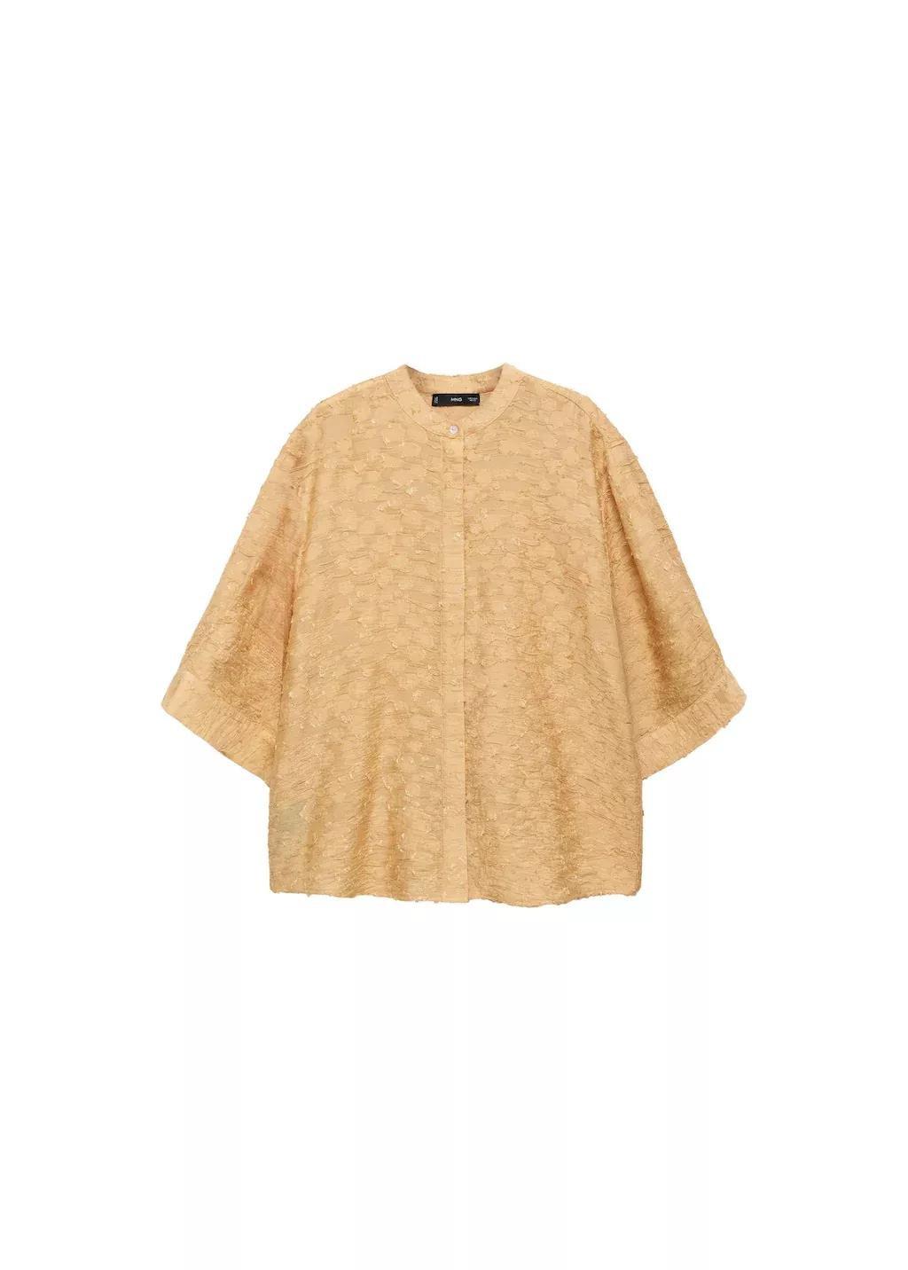 Yellow Textured Oversize Shirt, , large image number 3