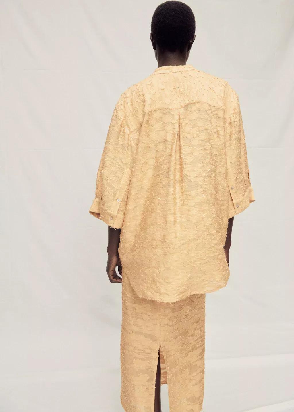 Yellow Textured Oversize Shirt, , large image number 5