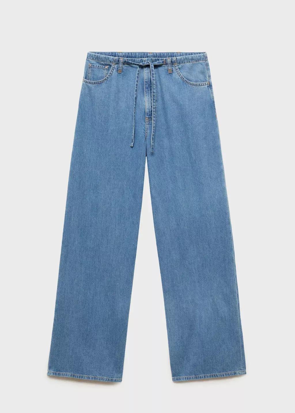 OPEN BLUE Wideleg denim trousers with belt, , large image number 3