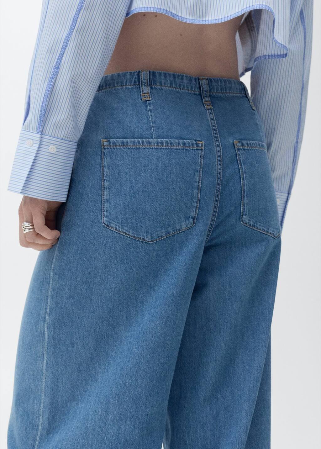 OPEN BLUE Wideleg denim trousers with belt, , large image number 4