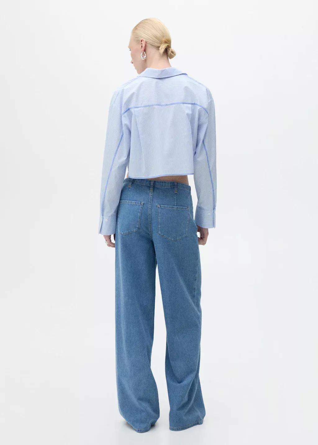 OPEN BLUE Wideleg denim trousers with belt, , large image number 6