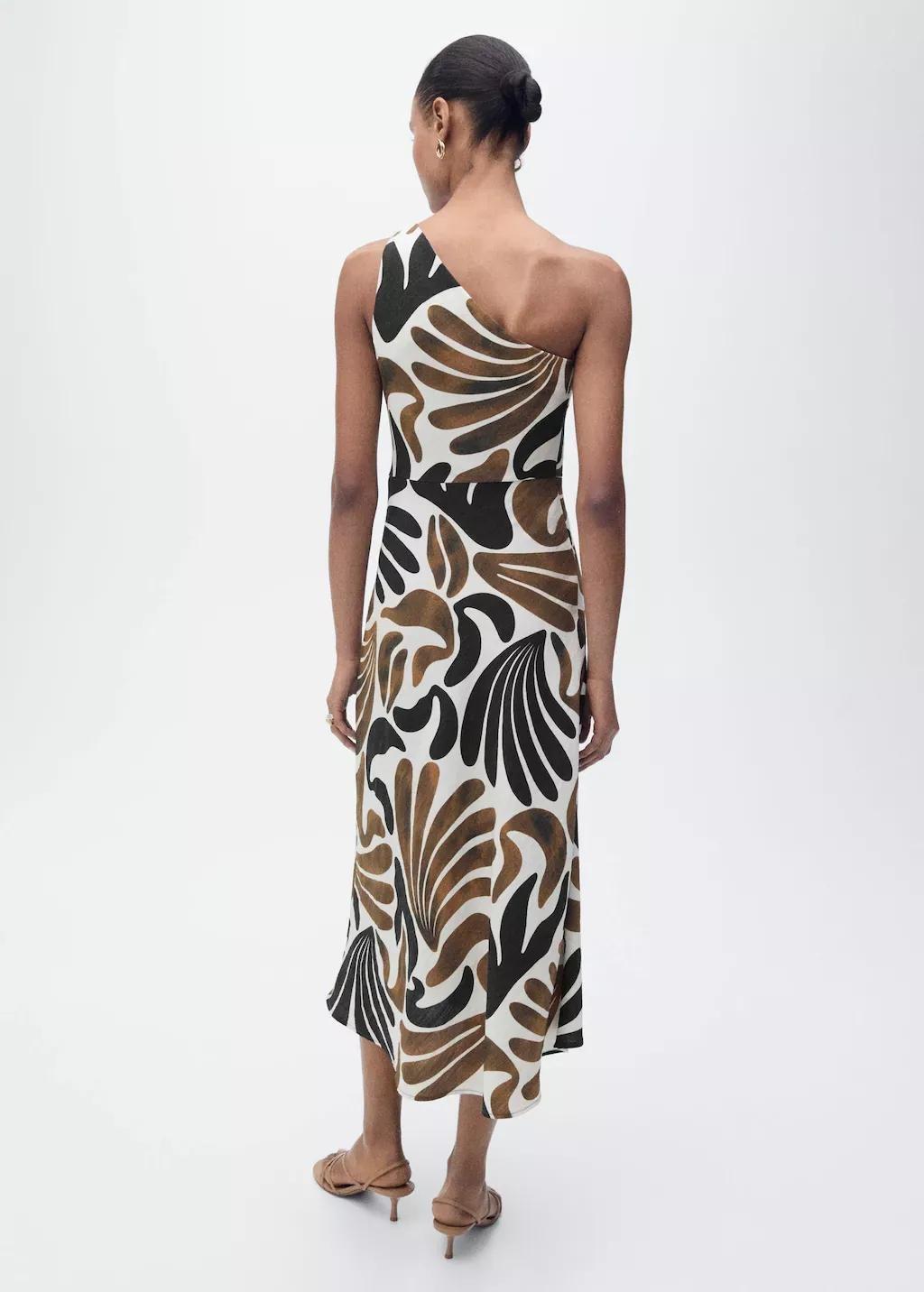 BROWN Printed dress with asymmetrical neck, , large image number 8