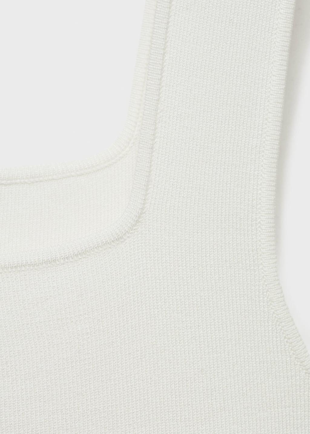 White Fine Knit Top With Low Neckline, , large image number 2