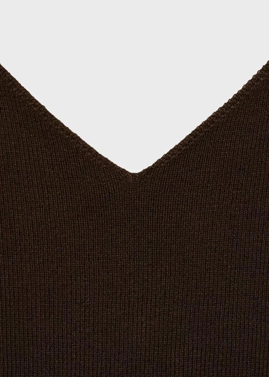 Brown V-Neck Knit Top, , large image number 6
