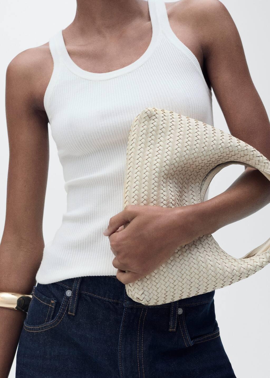 Beige Ribbed Knit Top, , large image number 2