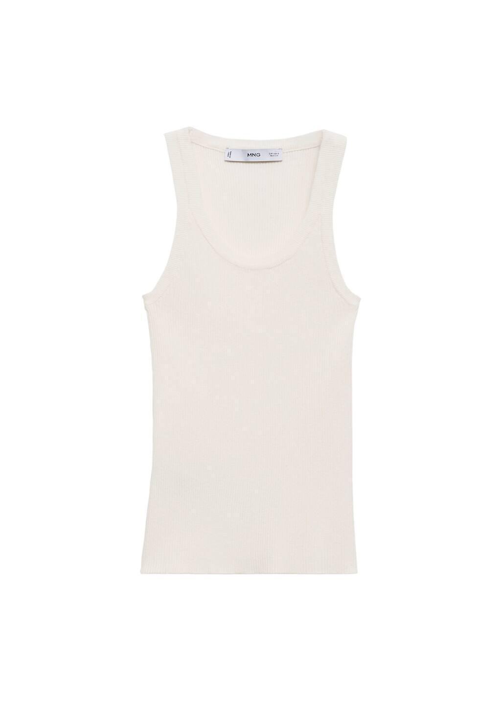 Beige Ribbed Knit Top, , large image number 3