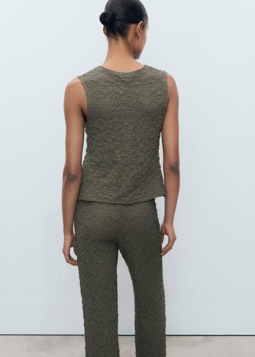 BEIGE - KHAKI Bow texture top, , large image number 5
