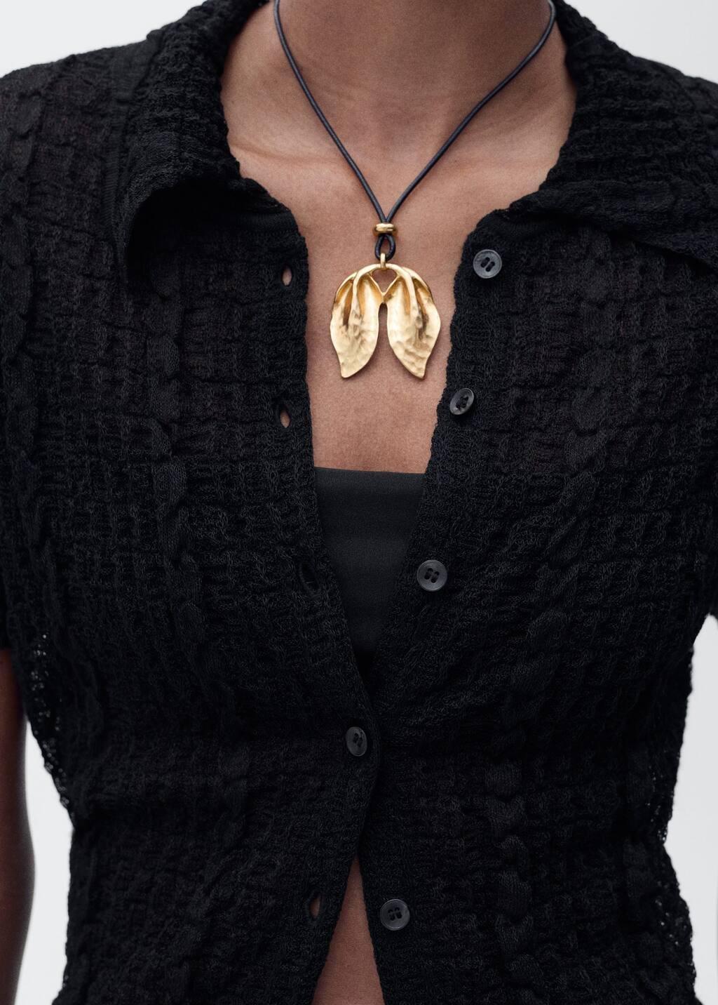 Black Textured Polo-Neck Cardigan, , large image number 2