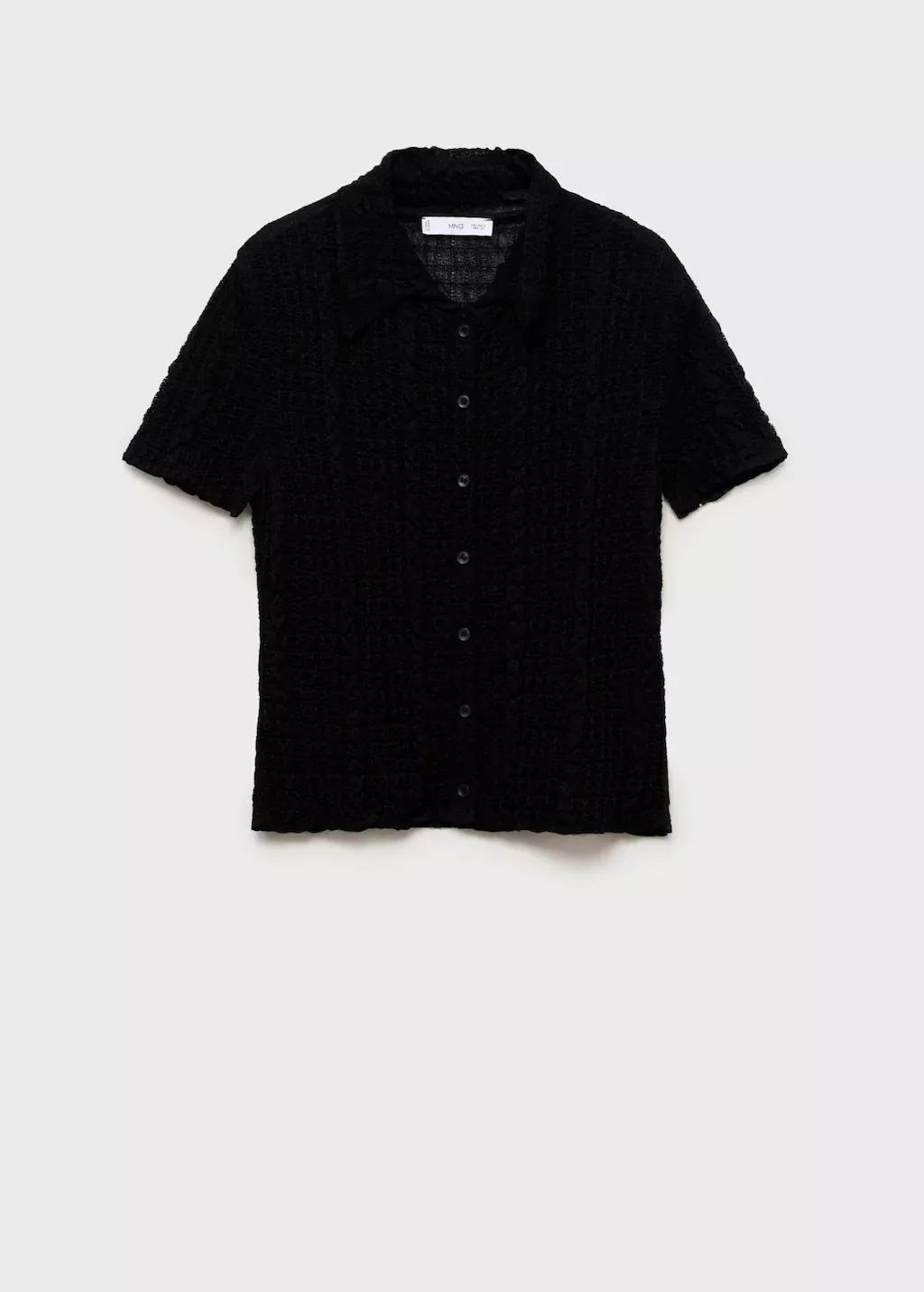 Black Textured Polo-Neck Cardigan, , large image number 3