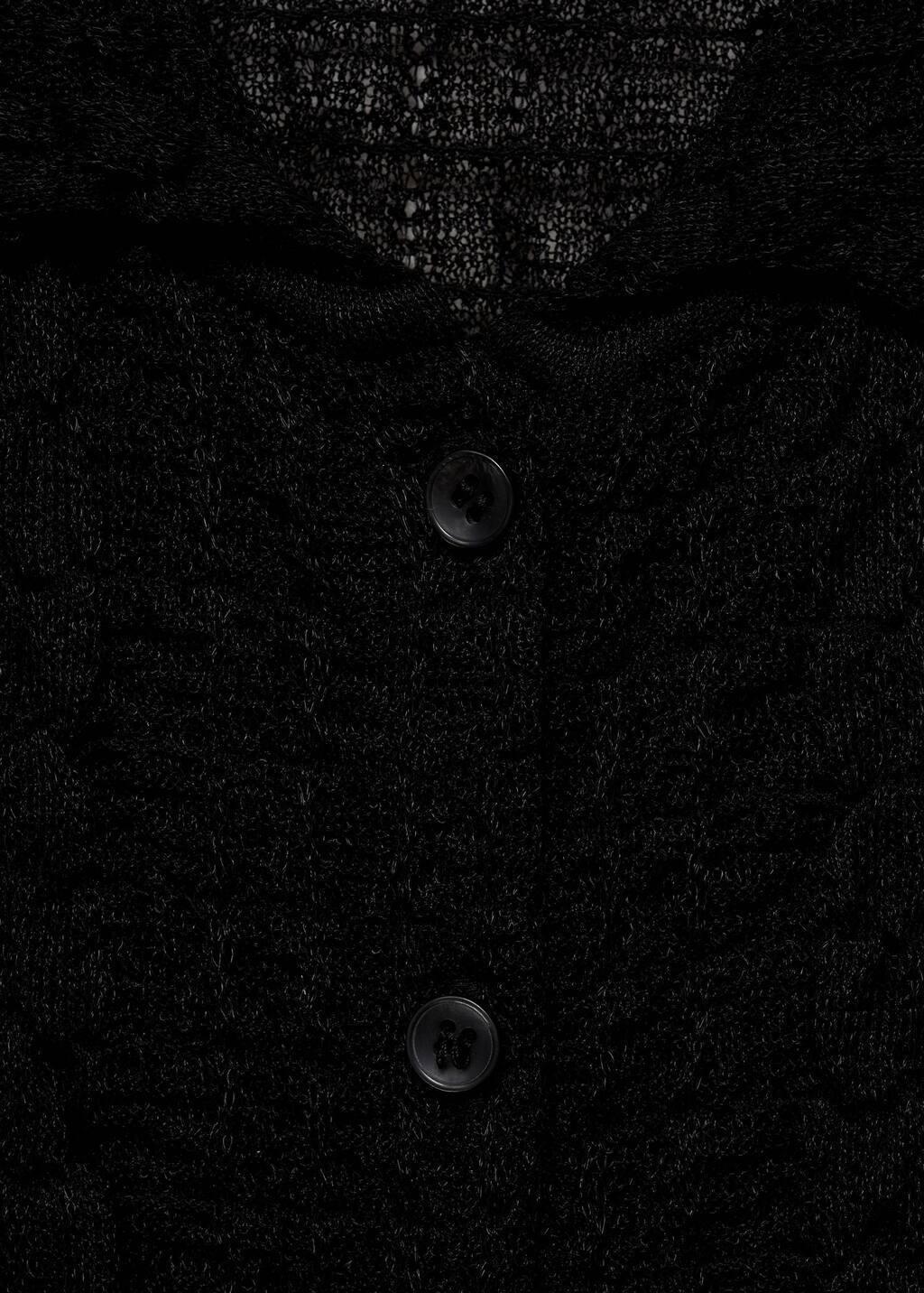 Black Textured Polo-Neck Cardigan, , large image number 4