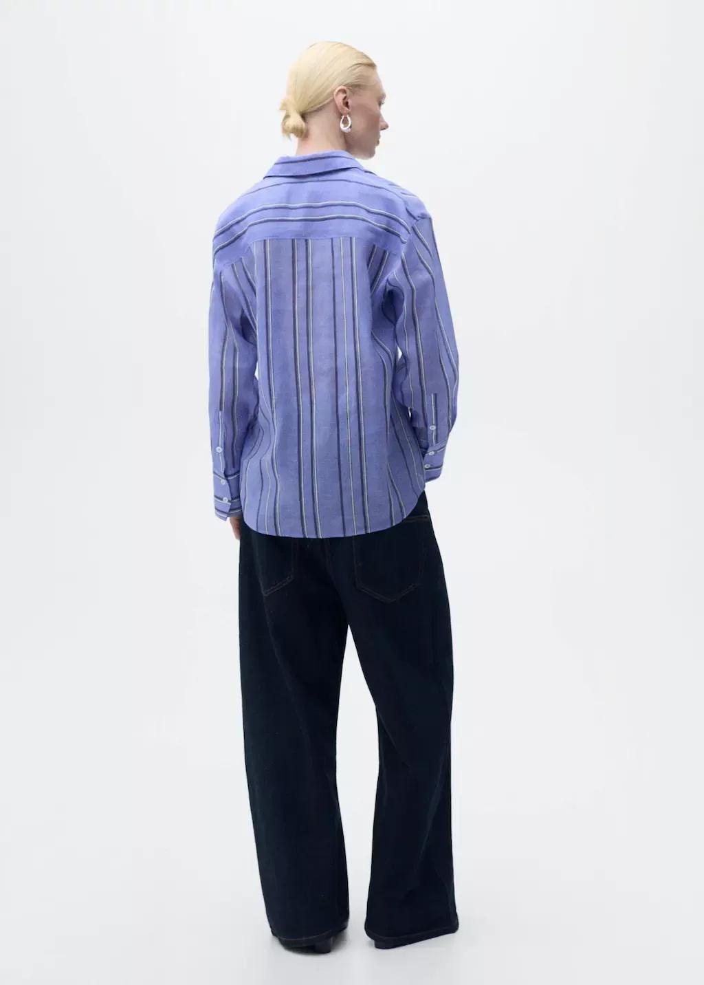 MEDIUM BLUE Striped shirt with multi-position closure, , large image number 5